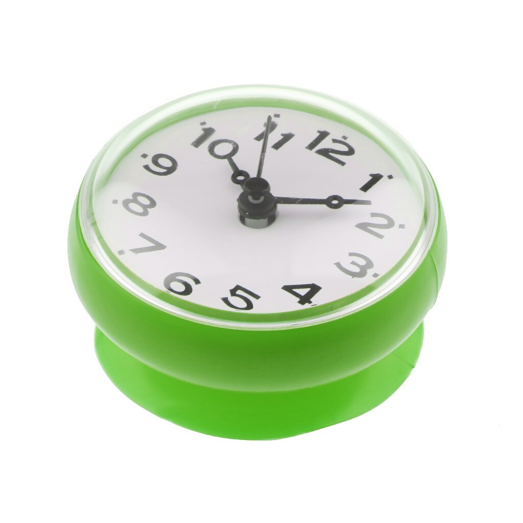 Reloj de ducha resistente al agua, con ventosa, para baño, cocina, pared, ventana de cristal, con ventosa de espejo: Green