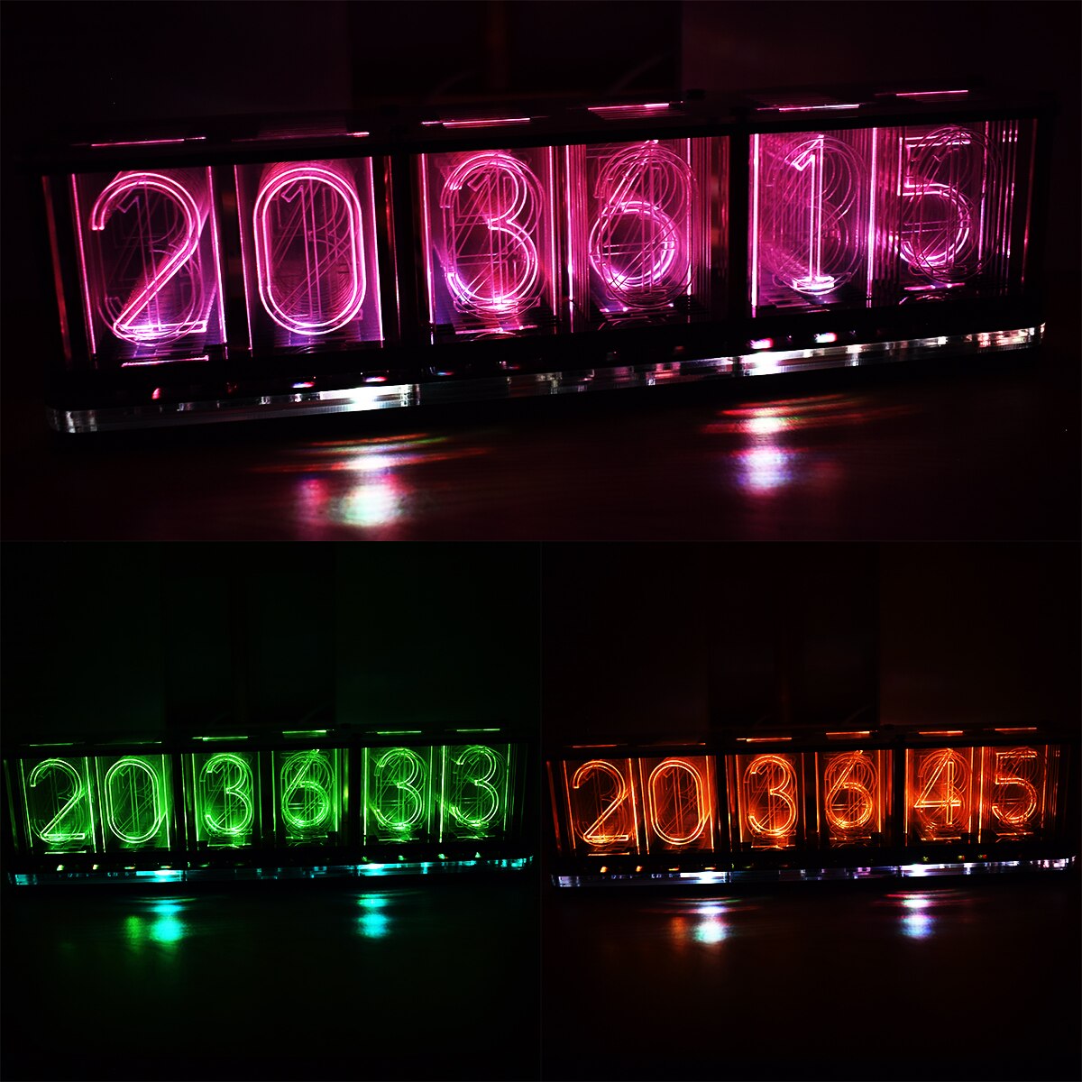 Digital LED Alarm Clock Kit with 6-Digit Bold Font Display Electronic Clock Semi-finished Music Spectrum Clock Module DIY Clock