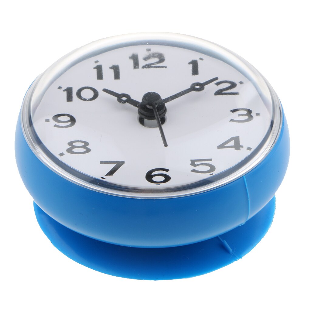Waterdichte Douche Klok Zuignap Badkamer Keuken Klok Muur/Raam Glas/Spiegel Sucker: Blue