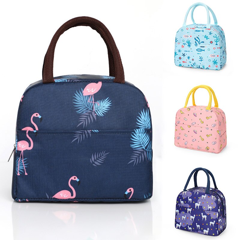 Flamingo Animal Print Lunch Bag Portable Waterproof Travel Picnic Food Storage Tote Bag Thermal Insulated Lunch Box Bento Pouch