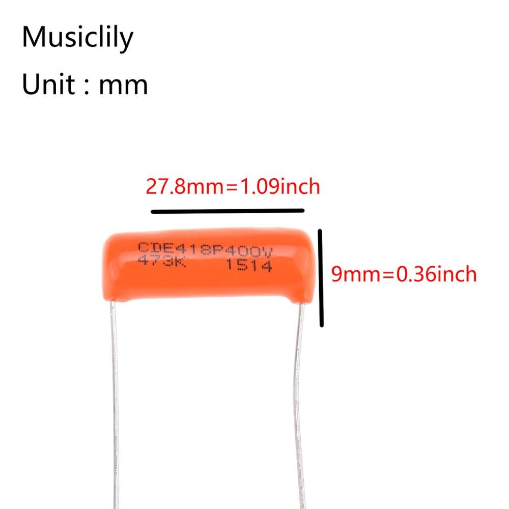 Condensadores de caída CDE Sprague Orange Caps .047uF 418P 473K 400V para guitarra o bajo (Juego de 2)