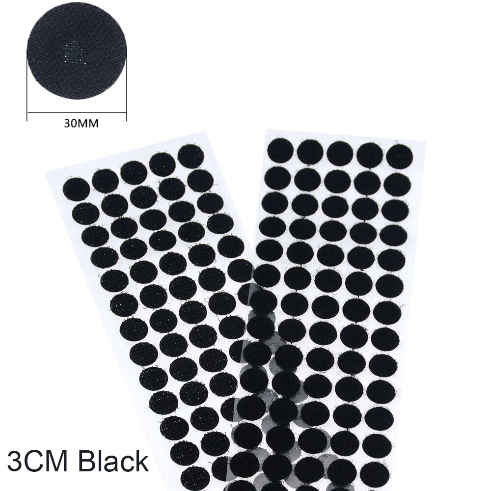100Pair 20-30MM Velcros Adhesive Self Adhesive Fastener Tape Hooks and Loops Magic Tape Dots Sticker Nylon Home Klitterband Glue: 3CM Black
