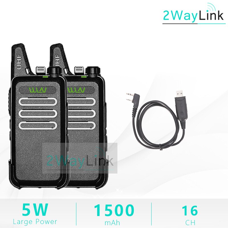 2 stücke WLN KD-C1 Mini Radio 5W Walkie Talkie UHF Zwei Funkgeräte RT22 ZT-X6 Handliche Mini 5W ham Radio KD-C2 Upgrade Version Billig Heißer: 2Black-1Cable