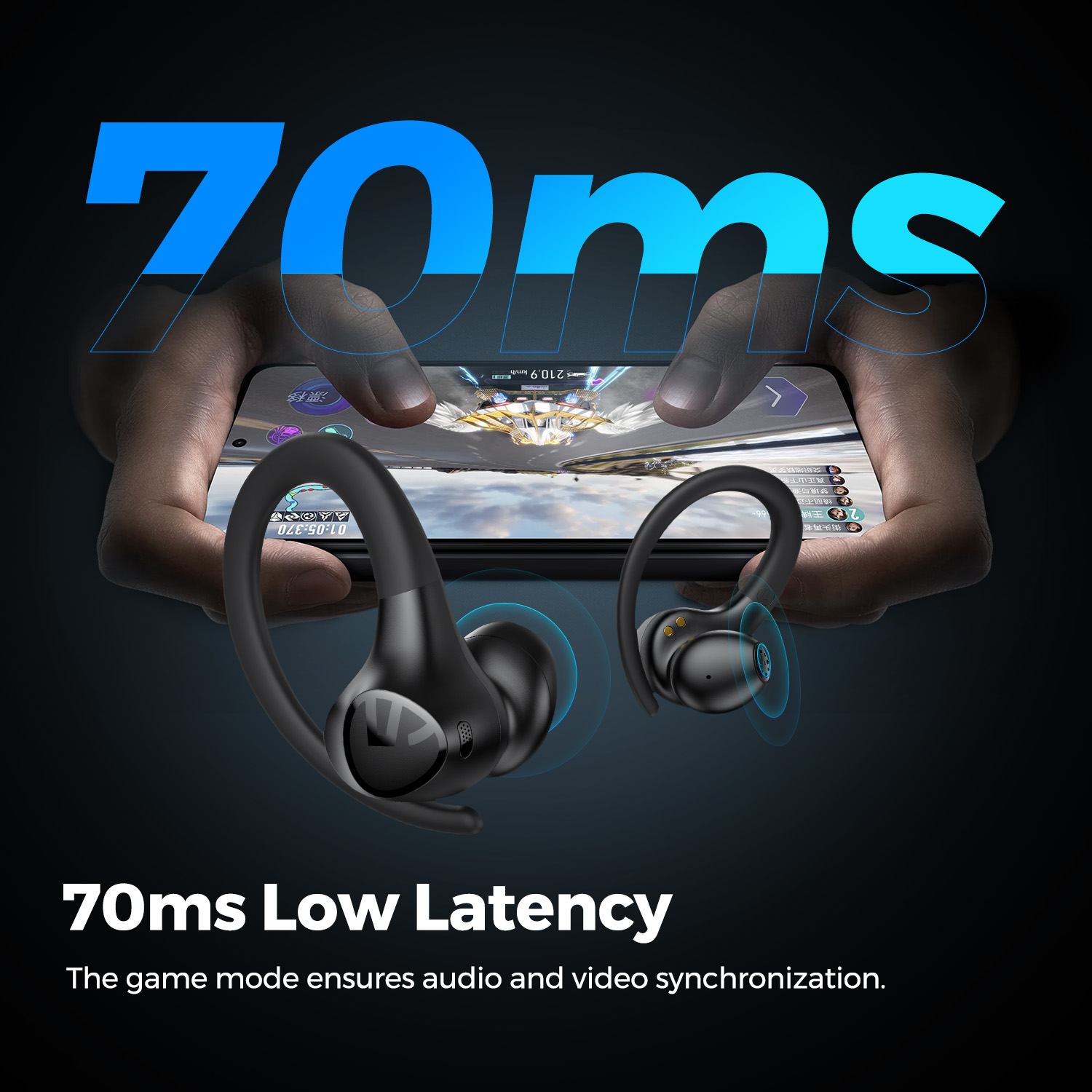 SoundPEATS Wings 2 Bluetooth 5.3 bezprzewodowe słuchawki douszne wodoodporne sportowe słuchawki douszne z dotykiem kontrola aplikacji 30 godzin