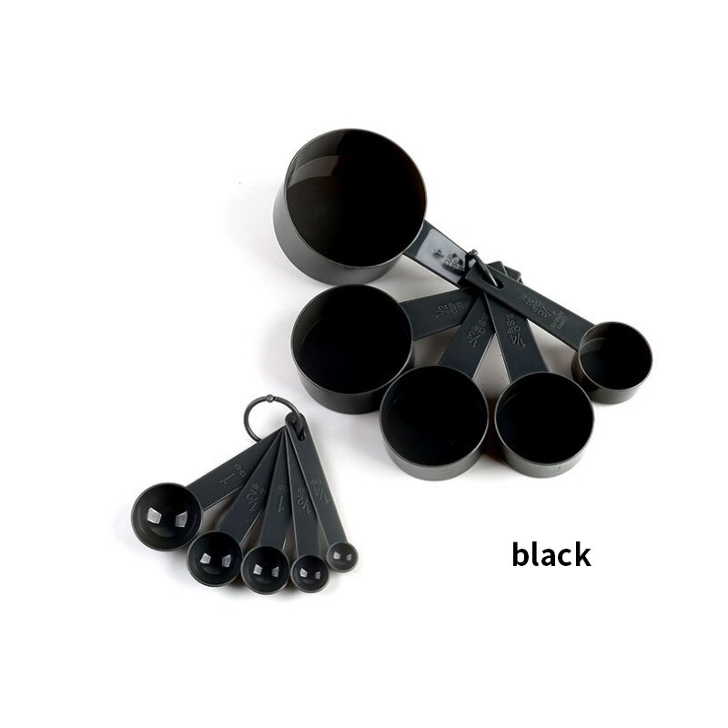 Meer Kleur 10 Stks/set Maatlepels Kleurrijke Plastic Maatregel Lepel/Cup Keuken Super Nuttig Suiker Taart Bakken Gereedschap Lepel-S: black