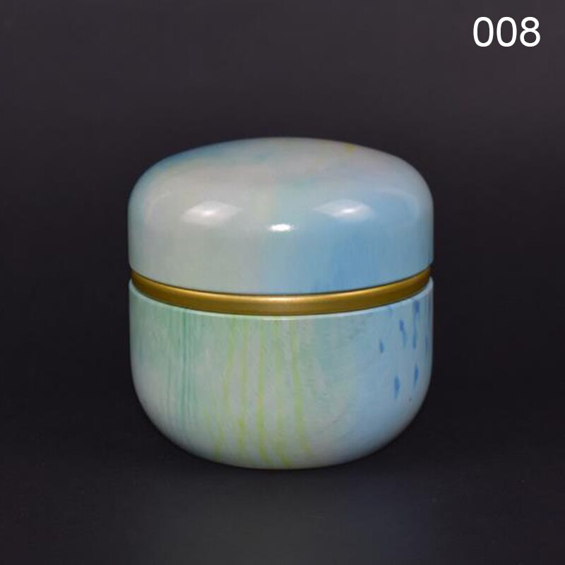 Multifunction Chinese Style Tea Caddies Round Metal Tea Box Jar with Lid F2: 008