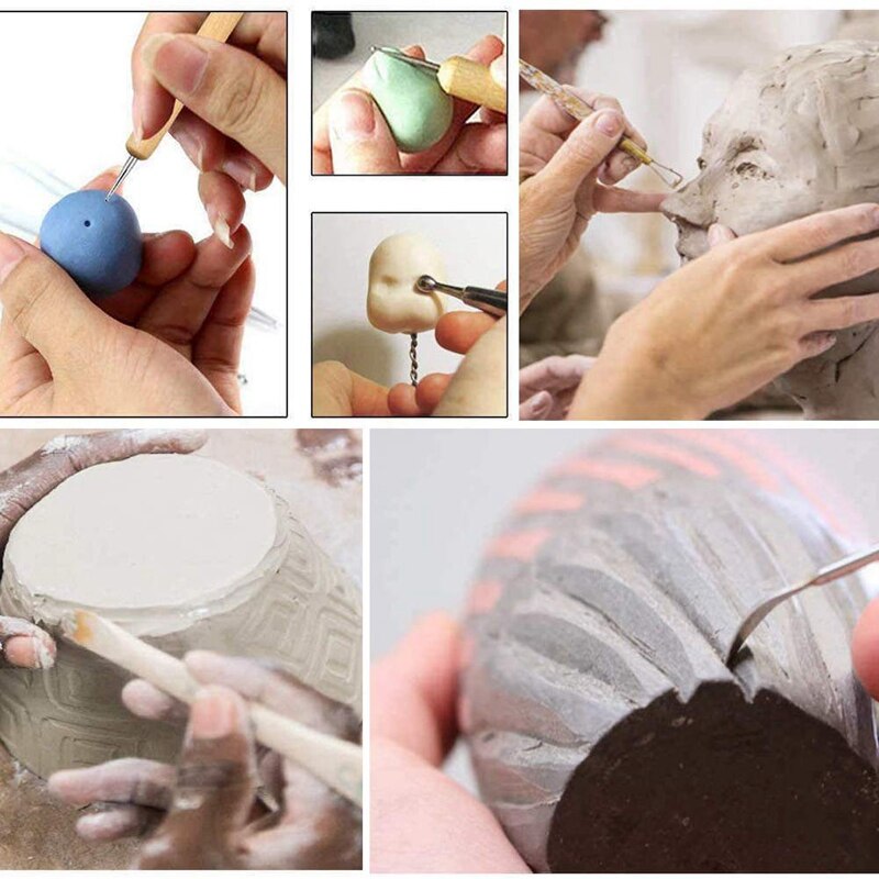 61 stk keramik lerværktøj sæt polymer ler værktøj keramik værktøj sæt træ keramik skulptur ler rengøringsværktøj sæt