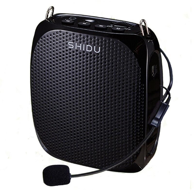 SHIDU-Amplificador de voz para micrófono para profesores, altavoz megáfono con Radio FM, reproductor de discos para guía de viaje: S258 Black