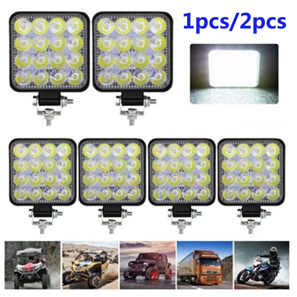 DC 12-24V LED Car Work Light 16LED Square 48W Engineering Light Inspection Light Offroad Roof Light Driving Lamp