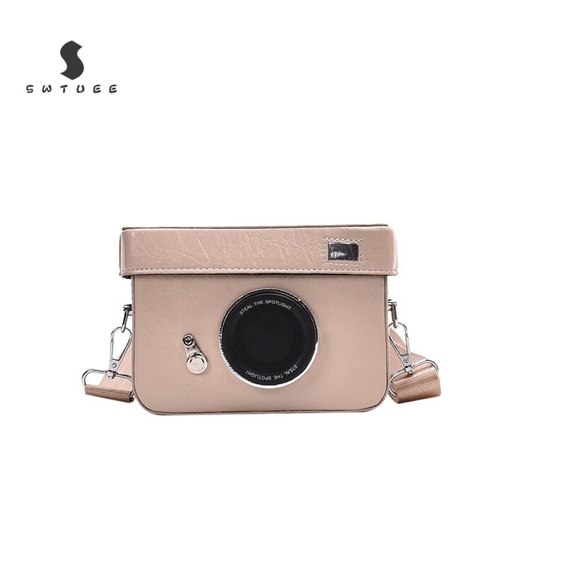 Kvinder pu læder kamerataske form clutch dame håndtaske vintage crossbody skuldertasker dame casual mini messenger taske