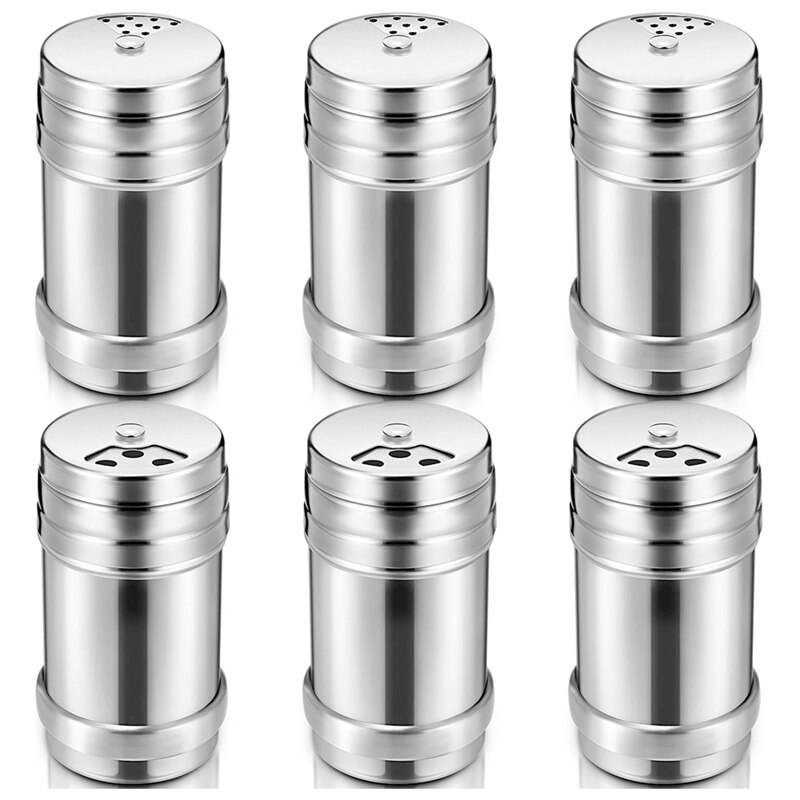 ! 6 piezas de sal y pimienta de acero inoxidable con tapa giratoria, condimentos de especias de azúcar, olla de condimentos, olla de condimentos, Kitch: Default Title