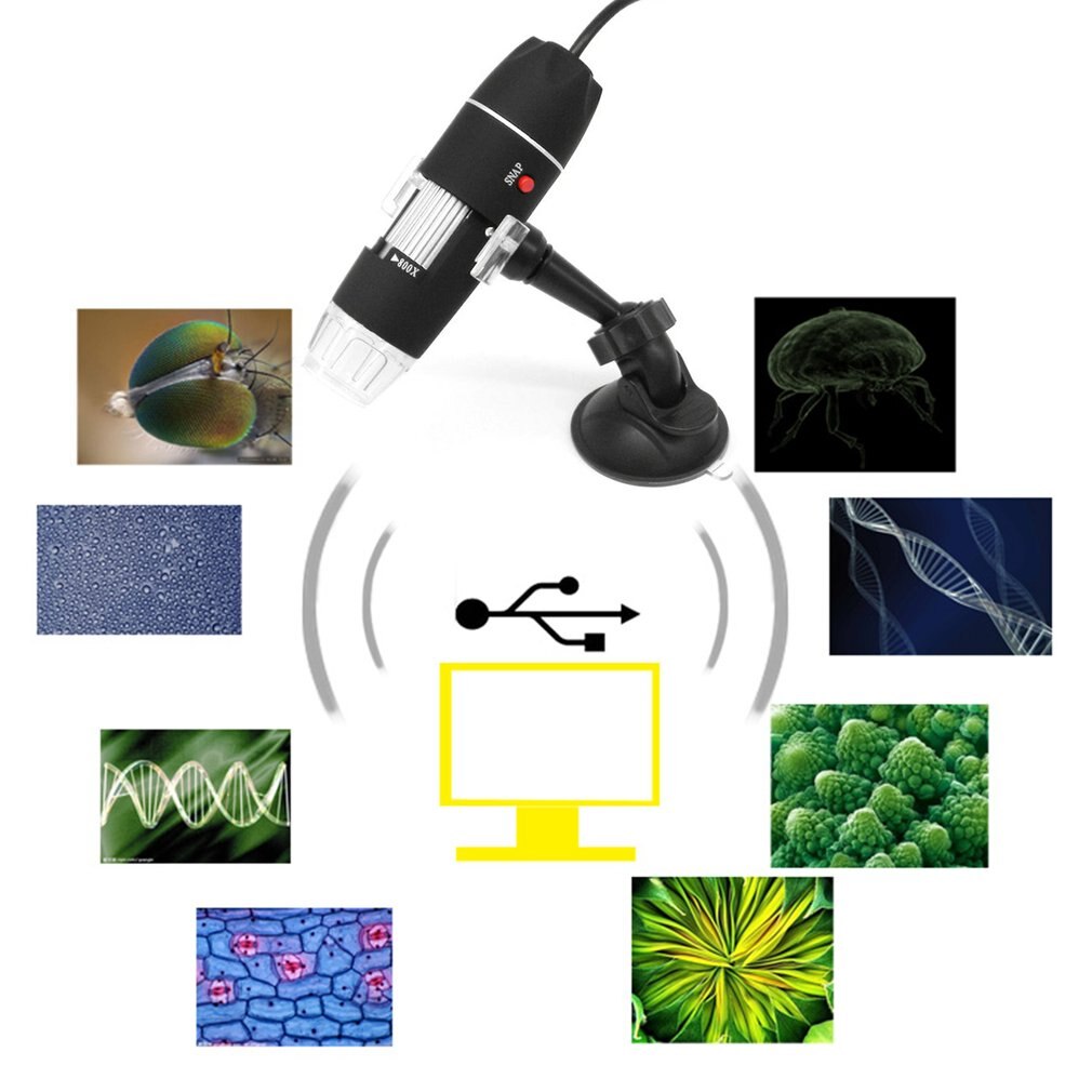 1600X USB Digital Microscope Trinocular Stereo Microscopio Camera Endoscope 8LED Magnifier with Metal Stand