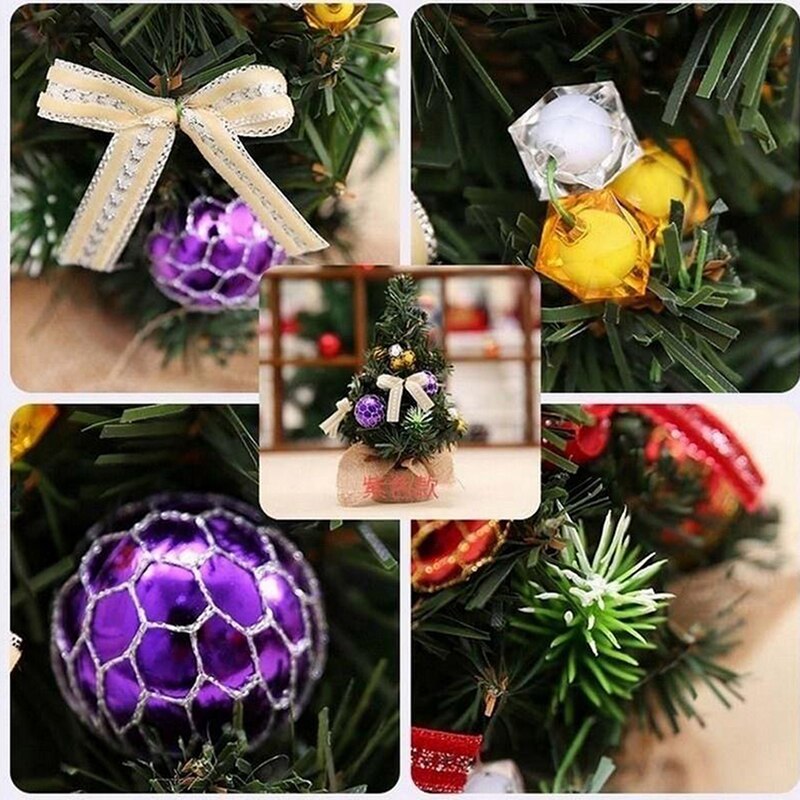 Juletræ 20cm års borddekoration kunstig bordplade mini xmas træ dekorationer miniature træ