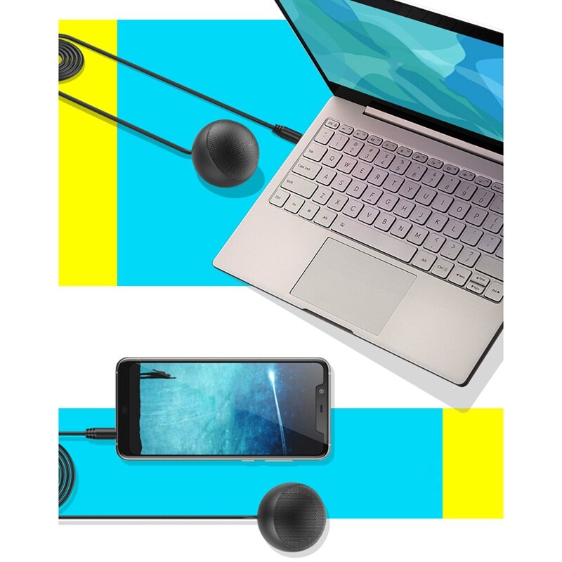 Conference Microphone, 3.5mm 360 ​​° Omnidirectional Mic for Phone/Computers PC, Condenser Desktop Microphones