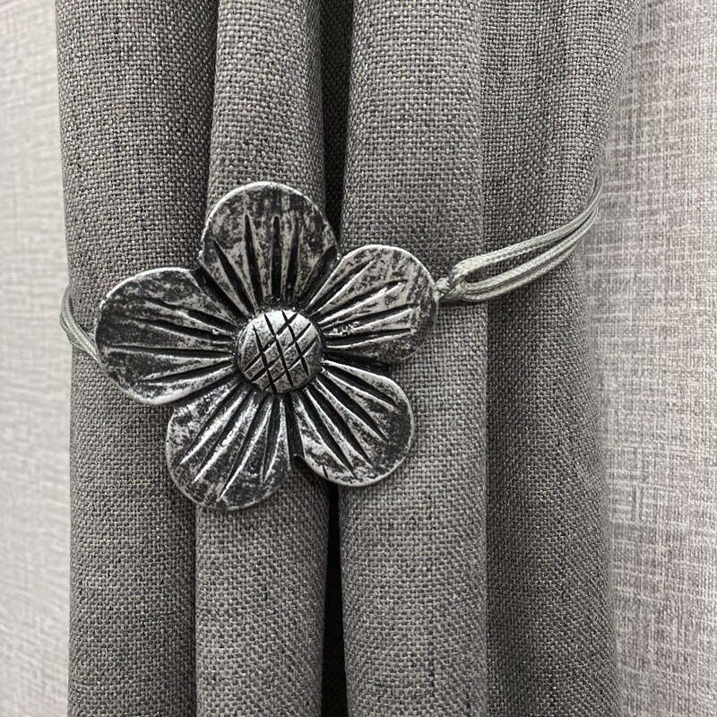Udskårne blomster hjem vinduesindretning gardin magnetisk spænde tieback holdback remholder klip stue ornament tie-back: Sort