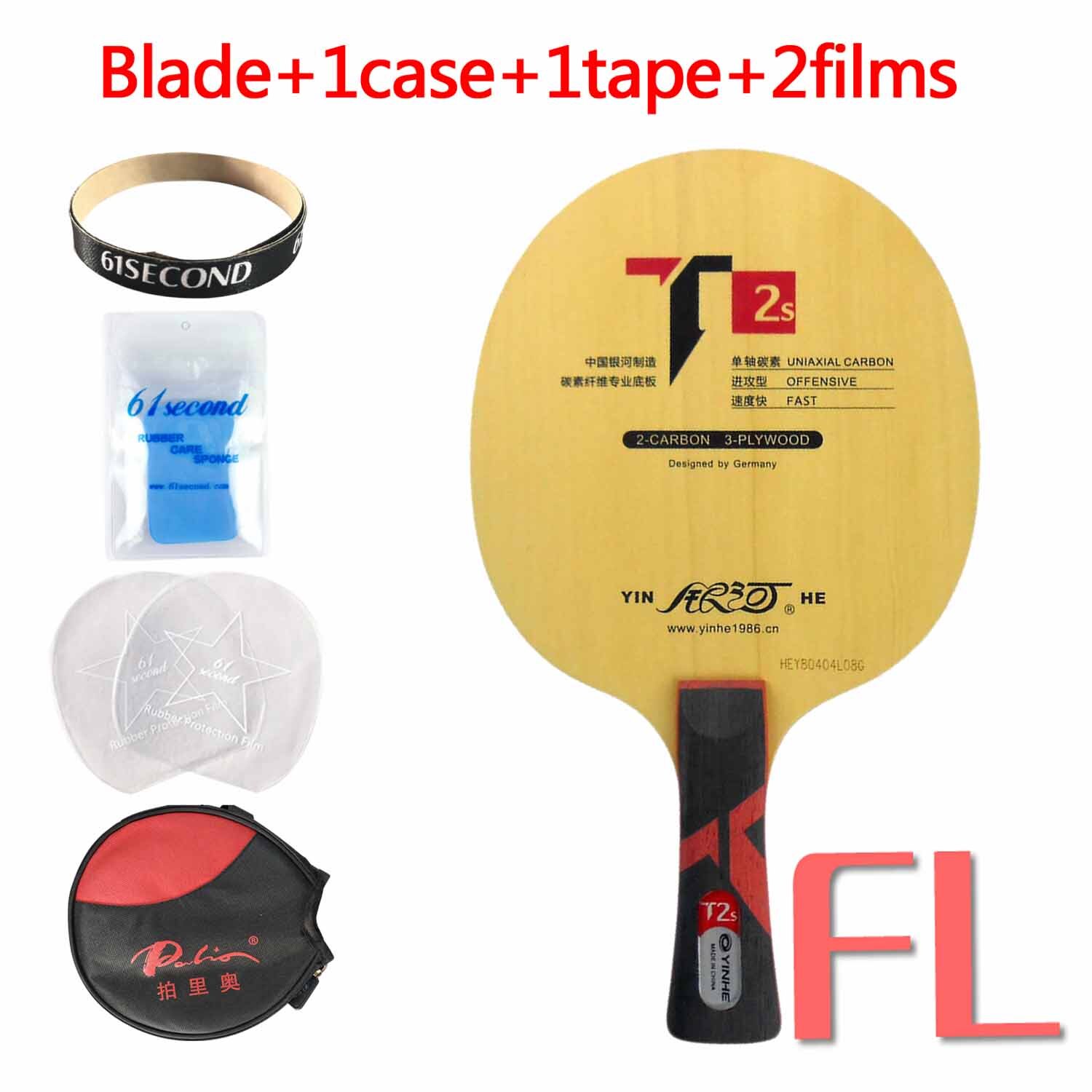 YINHE T-2S Tafeltennis Blade (T2S, 3 + 2 Hinoki Carbon, PRIMORAC CARBON Structuur) t2 Racket Ping Pong Bat Peddel Peddel: FL with YBM case