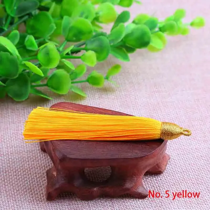 5 unids/lote 8cm GoldenCap borla flecos de seda Mini borla flequillo flor borla para DIY joyería pendientes accesorios decoración del hogar