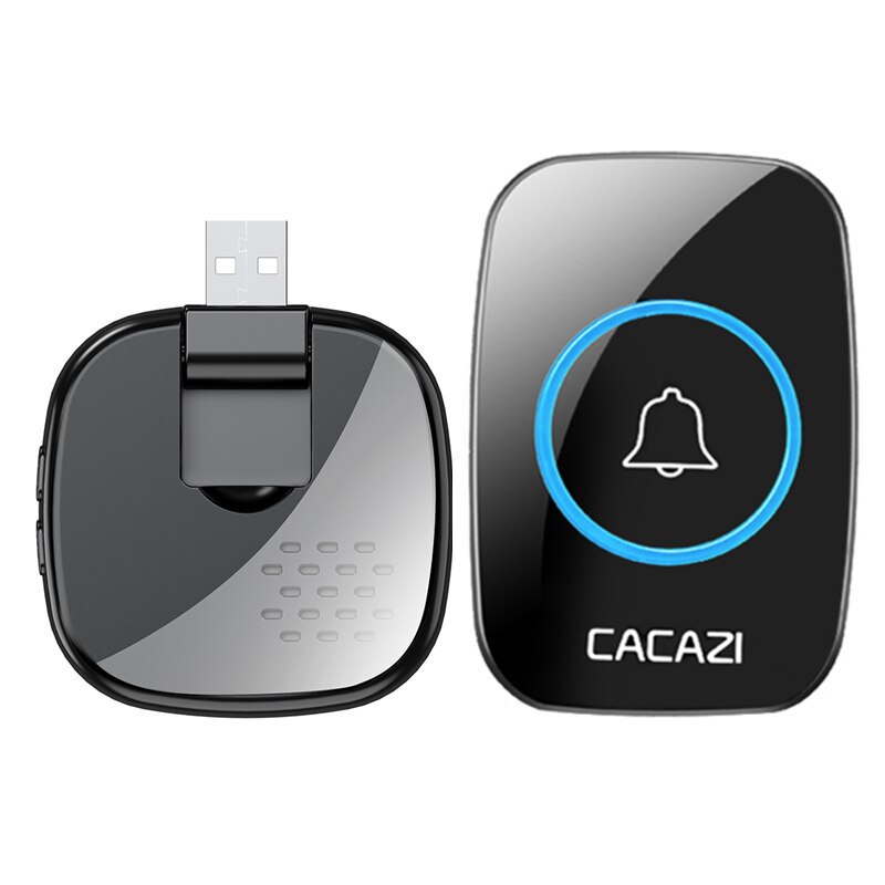 CACAZI Wireless Doorbell USB Plug Receiver 150M Remote Battery Call Ring 1 2 3 Button 1 2 3 Receiver Door Bell A01 Black