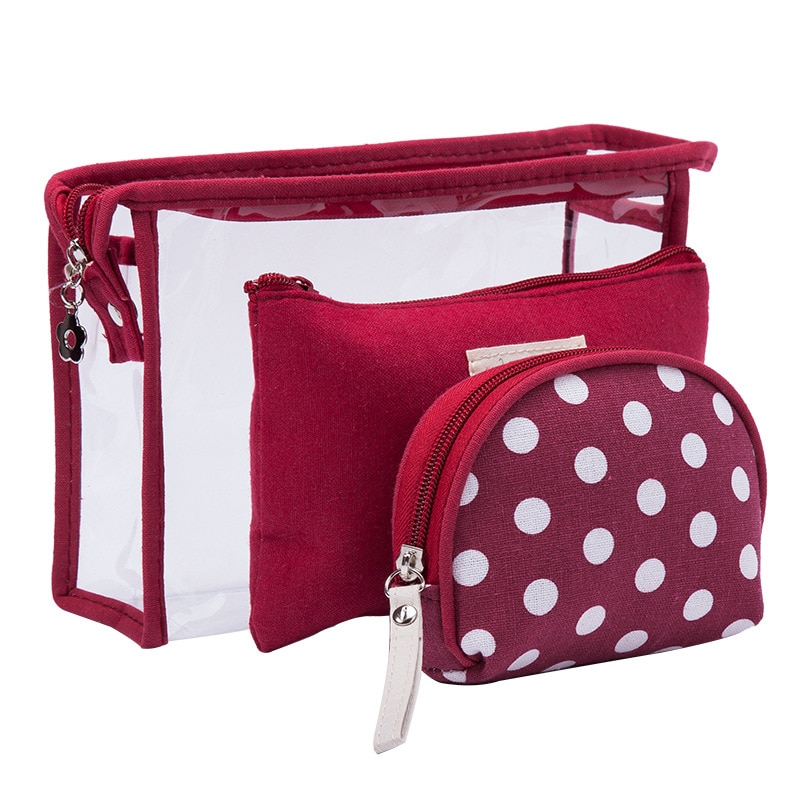 3 stk gennemsigtige pvc kosmetiktasker prik vandtæt vasketaske kvinder rejse opbevaringstaske makeup organizer makeup etuier skønhedstasker