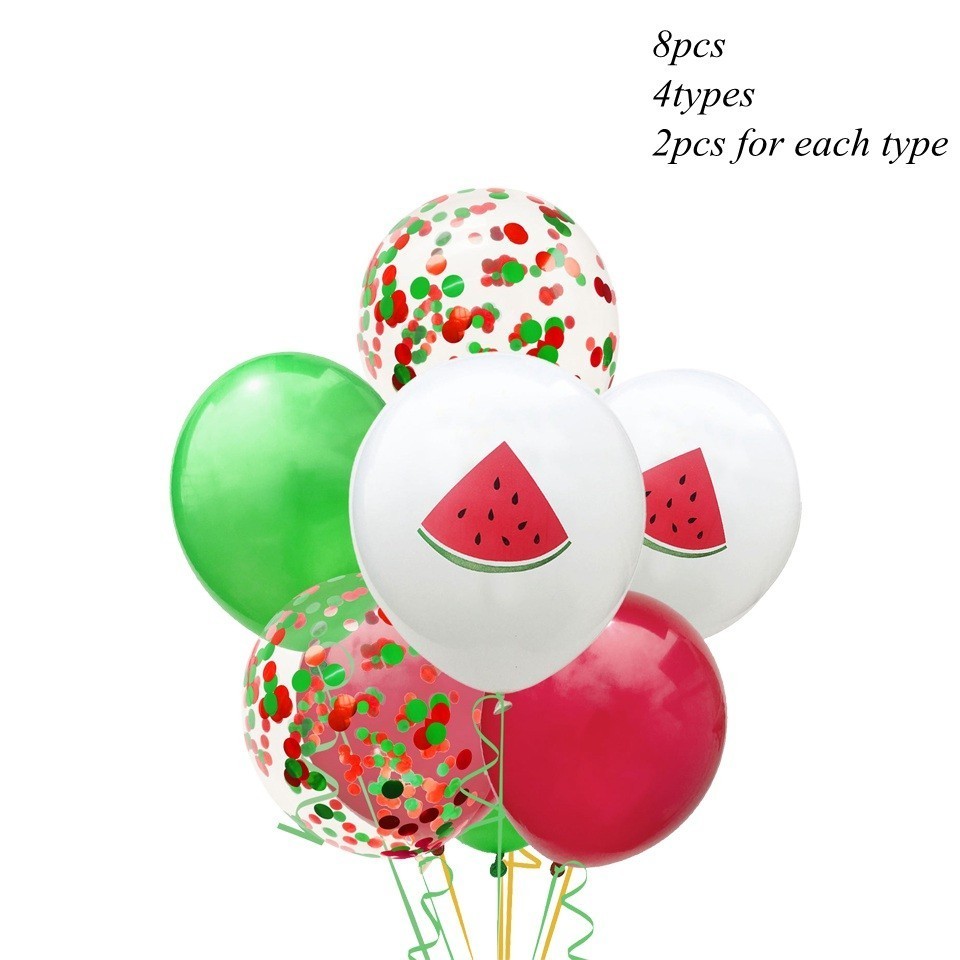 1 sæt dejlige frugter tema vandmelon kage topper led/banner/balloner sommer pool fest bryllup fødselsdag dekoration forsyninger: 8 stk vandmelon
