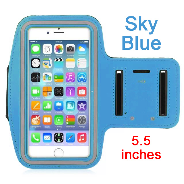 KLL Wasserdichte Brassard Lauf Gym Sport armband Fall Handy Arm Band Tasche Halter für iPhone Smartphone auf Hand: sky blue 5.5 inch