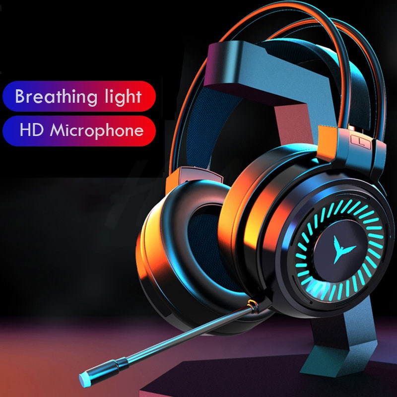 Gaming Koptelefoon Surround Gamer Hoofdtelefoon Geluid Stereo Wired Headset Met Microfoon Usb Kleurrijke Licht Pc Laptop Game Heads