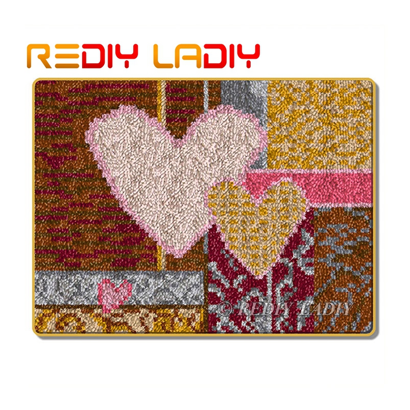 Kits de gancho de trava fazer seu próprio tapete marrom listra crocheting coxim diy tapete conjunto fio acrílico impresso lona hobby & artesanato: ZD681