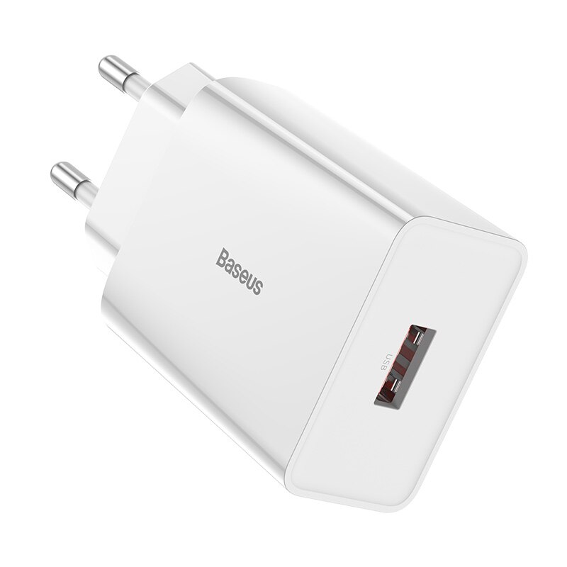 Baseus Mini USB Charger 18W Quick Charge 3.0 For iPhone11 XS XR Fast Charge PD3.0 AFC FCP For Samsung S10 Phone Quick Charger: Single USB   White