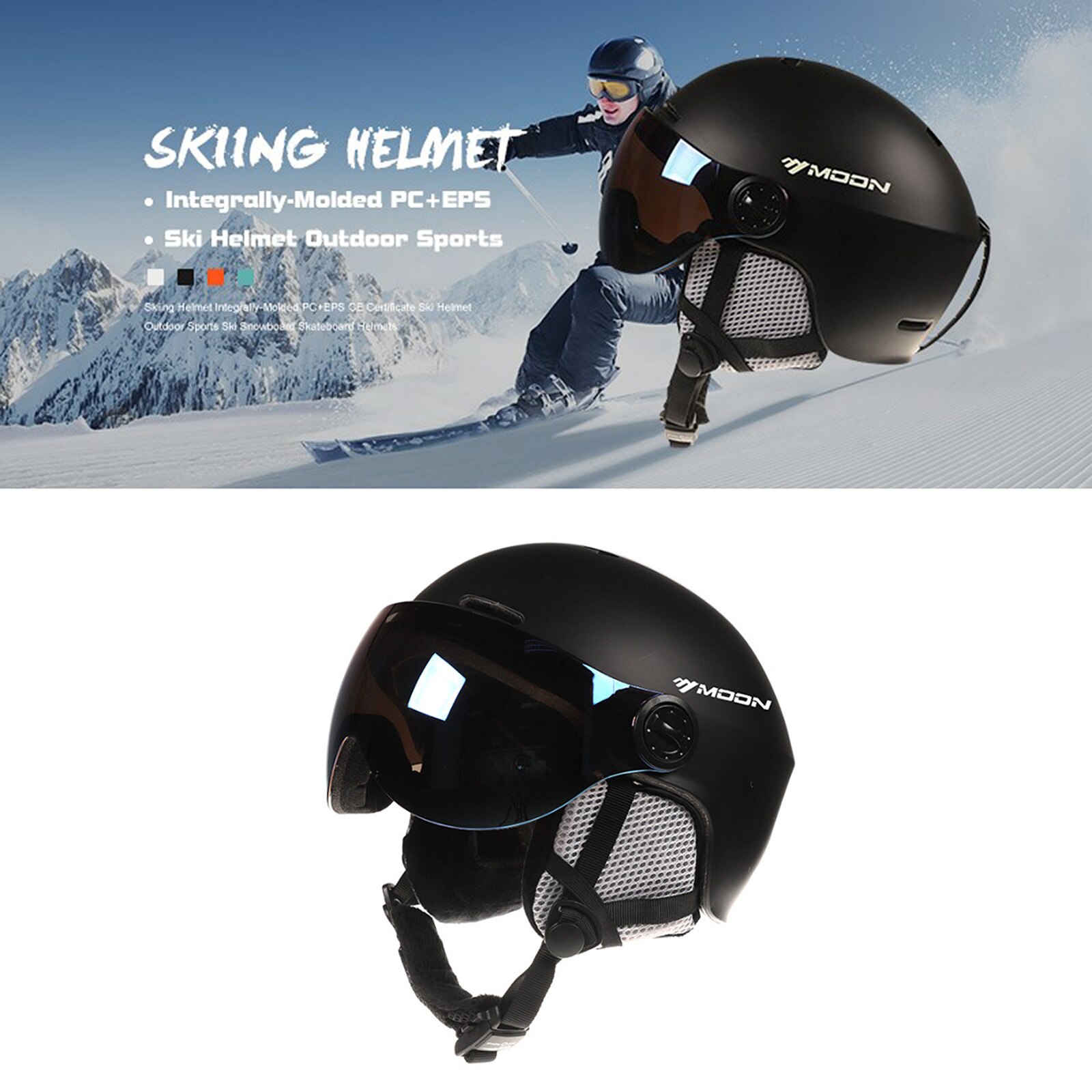 Sci Snowboard Casco con Gli Occhiali di Protezione Leggero Antiurto Sci Attrezzature di Sicurezza Caschi Da Sci per I Giovani Uomini Donne Nero