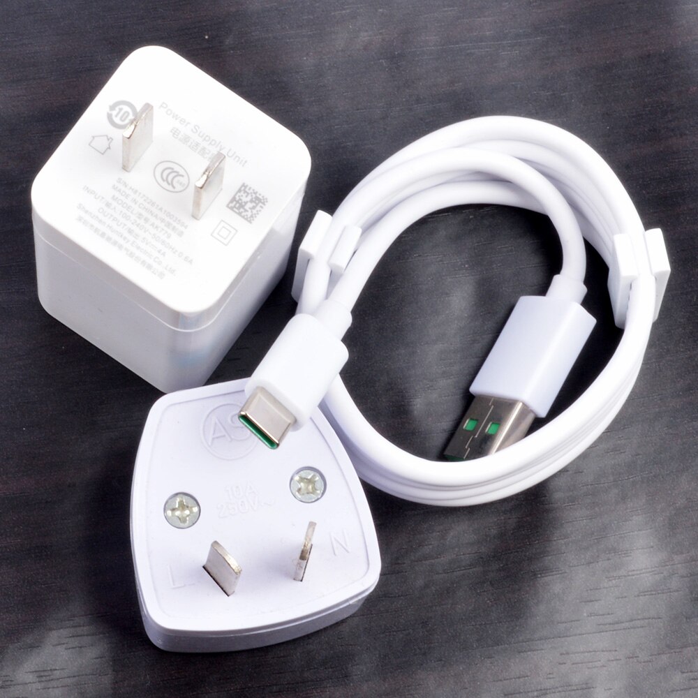 5V 4A Snelle Vooc Oplader Voor Oppo Find X R17 R17PRO Reno Mobiele Telefoon Vooc Charger Usb C Type-C Kabel: AU Charger and cable