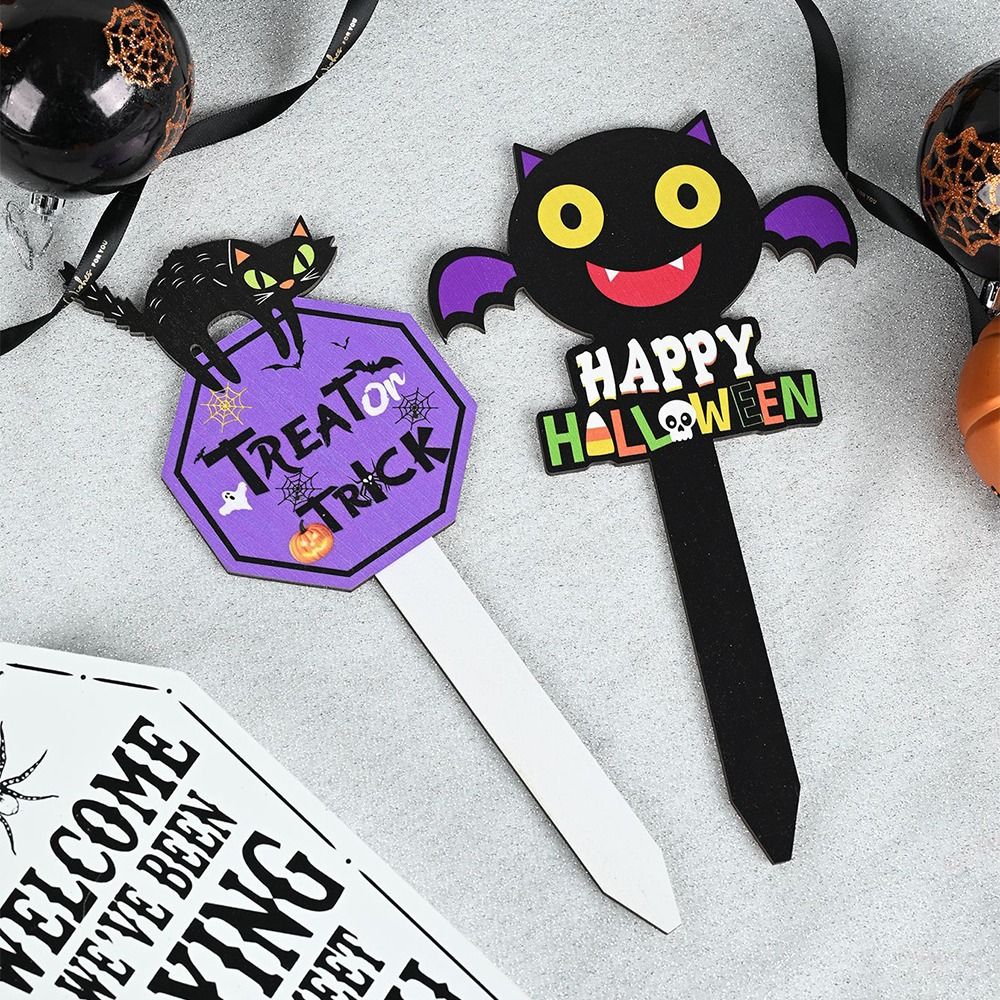 Drewniane Tabliczki Ogrodowe w Stylu klasyczny, Trwałe, Dekoracyjne Tabliczki na Halloween robić Ogrodu, Świąteczne Ozdobne Wkładki robić Ziemi, Akcesoria Ogrodowe