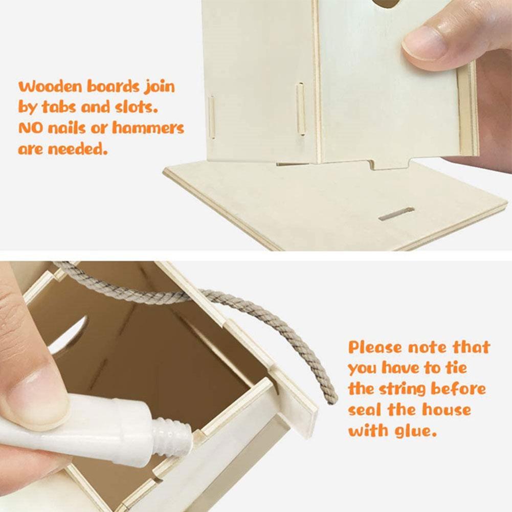 Maison en bois pour oiseaux, Kit mural pour nichoir d'extérieur, nichoir pour oiseaux bricolage boîte Portable
