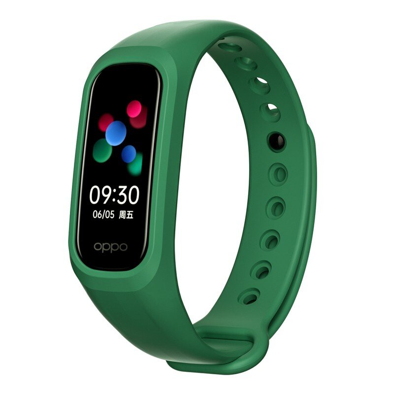 9 väriä silikoniranneke oppo-nauhan vaihtorannekorulle urheilunauha pehmeä vedenpitävä ranneke oppo-nauhatarvikkeille: Armeijan vihreä