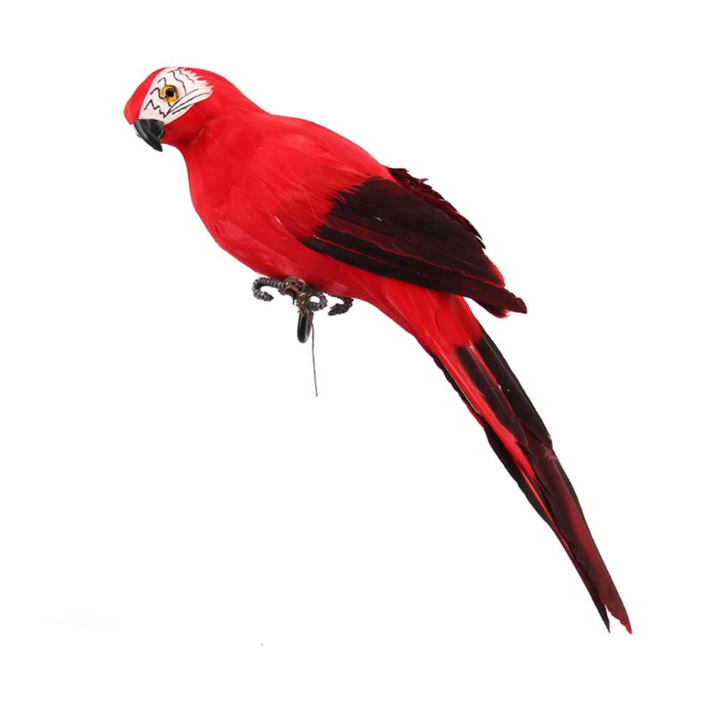 Sztuczna papuga realistyczna symulacja piór ptaków figurki ogrodowe ozdoby ogrodowe rzeźba robić dekoracji domu na imprezę: Czerwony / 25cm