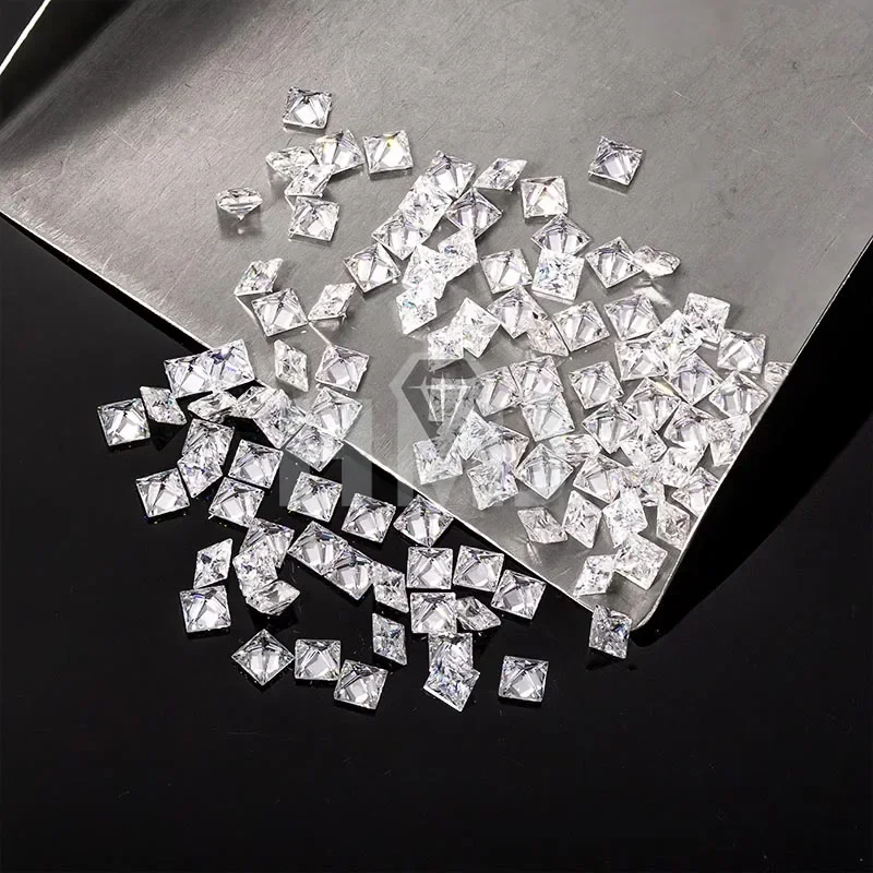 HMJ Loose Moissanite Diamond Stone Princess Cut D Color VVS Clarity for Rings Necklace Jewelry Making with GRA Certificate