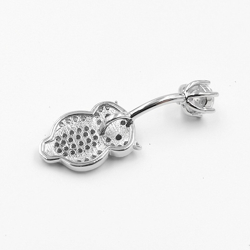 925 Sterling Zilver Belly Button Ring Uil Vorm Cubic Zirkoon Navel Piercing Sieraden