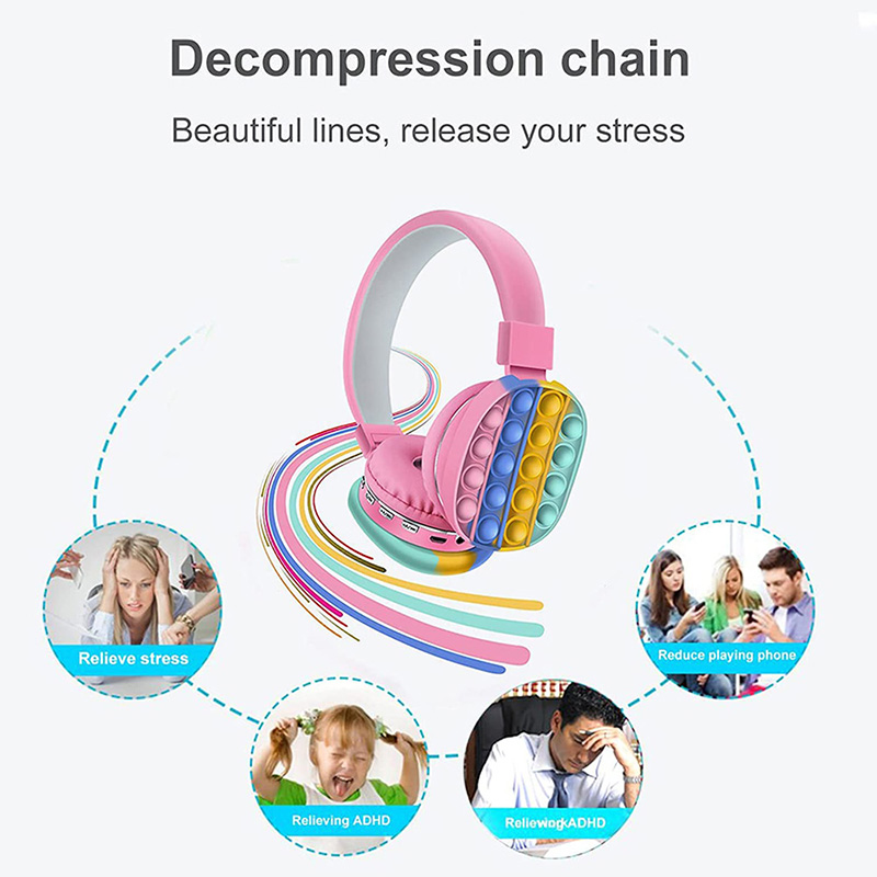 Wireless Bluetooth Headphones Silicone Fidget Toys Headsets Sensory Bubble Toy Antistress Head-Mounted Stereo Bluetooth Earphone