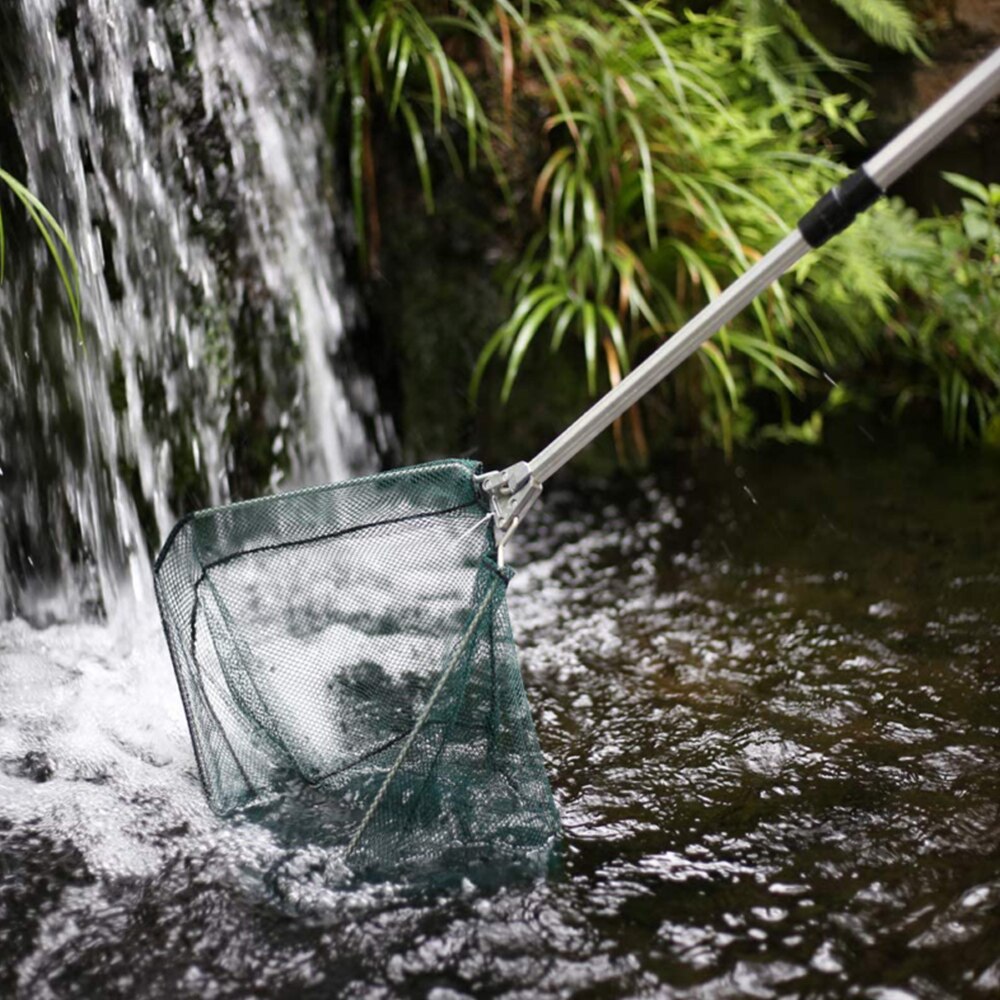 Aluminum Retractable Fish Net Fishing Landing Net Portable Triangular Brail Folding Fishing Net With Telescoping Pole Handle