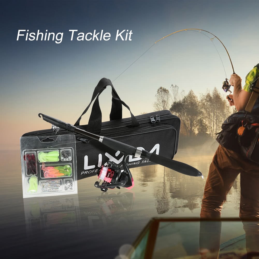 Fishing Tackle Kit Portable Lure Rod Reel Set with 1.6m Fishing Rod Fishing Reel Fishing Bait Suit Delicate Bag