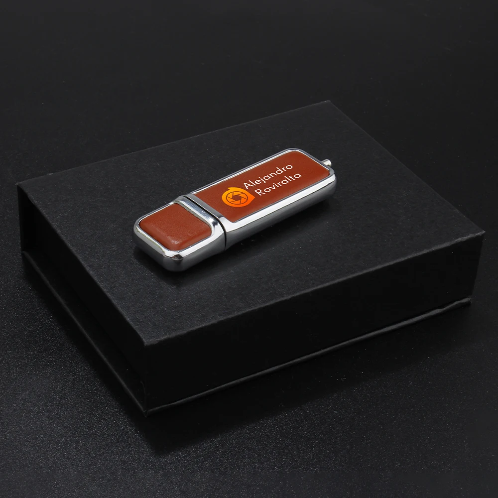 USB3.0 10 PCS LOT USB 3.0 Flash Drive 128GB Free Custom Logo Pen Drive 64GB Paper Box USB Stick Color Printing Leather Pendrive