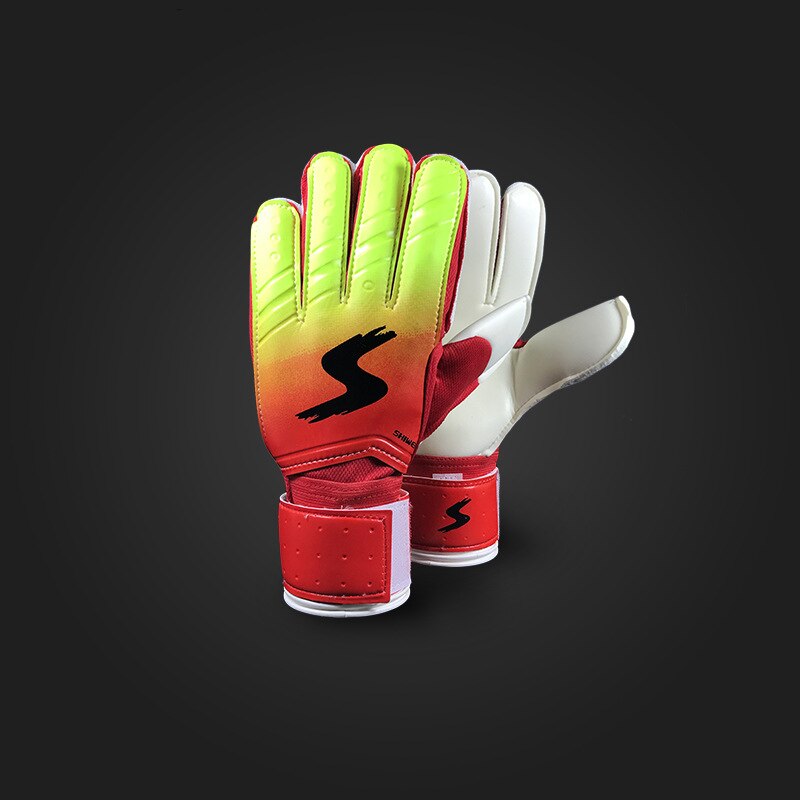 Stijl Voetbal Doelman Handschoenen Gradiënt Kleur Latex Handschoenen Met Vinger Guard Handschoenen Vrouwen: red / 10