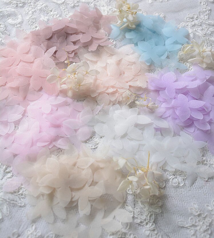 100PC Diy Tule Vlinder Bloem Materiaal Trouwjurk Bridal Tiara Organza Applique Accessoires Super Fee Zijden Bloem RS2609