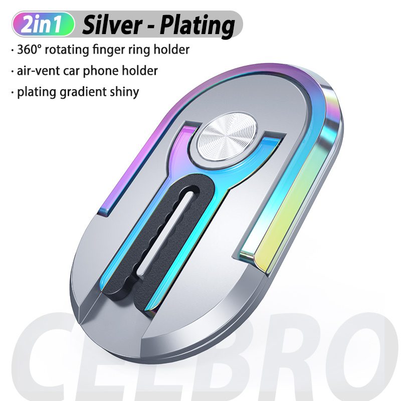 Mehrzweck Handy Halter 360 Grad Rotation Auto Air Vent Halterung Ständer Magnetische Finger Ring Telefon Halter Halterung Unterstützung: Silver-Plating