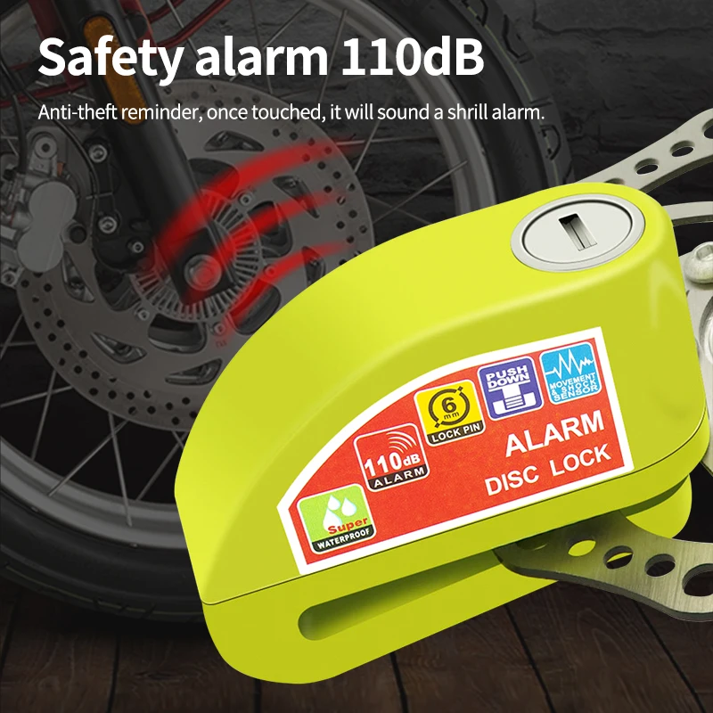 Motorcykel cykellås alarm sikkerhedsbeskyttelse hængelås skive aluminiumslegering tyverisikring påmindelse reb lås taske motorcykel tilbehør