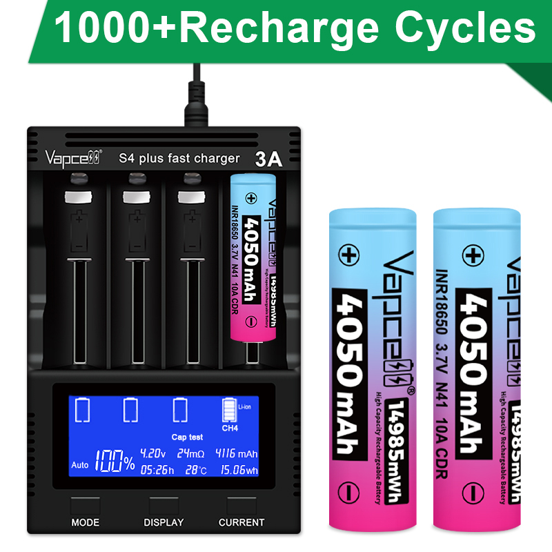Original Vapcell N41 INR 18650 Battery 4050mah 10A 3.7V Highest Capacity Rechargeable Li-ion Battery for Flashlight Toys