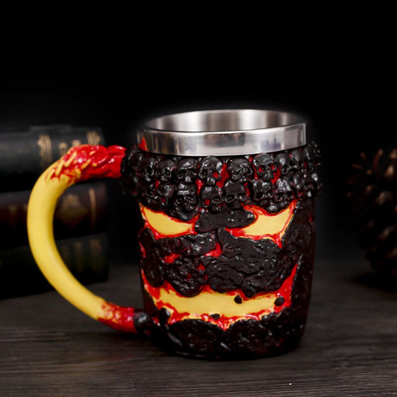 2020 novo design polyresin caneca de café copo artesanal resina criativa 3d caneca de café copo de lava osso