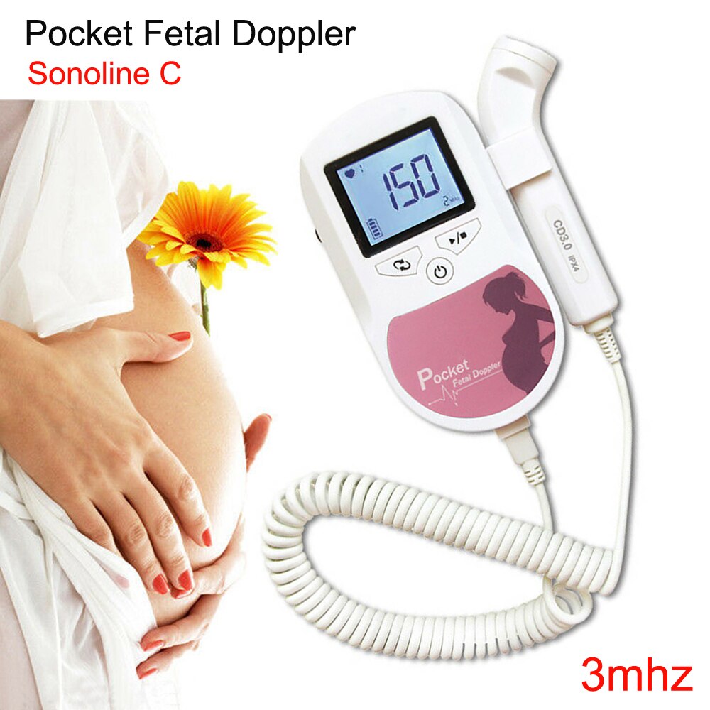 Fetal doppler ultraljud baby hjärtslagsdetektor hem gravid doppler baby pulsmätare pocket doppler 2.0 3.0 8.0 mhz: 3 mhz sonoline c rosa
