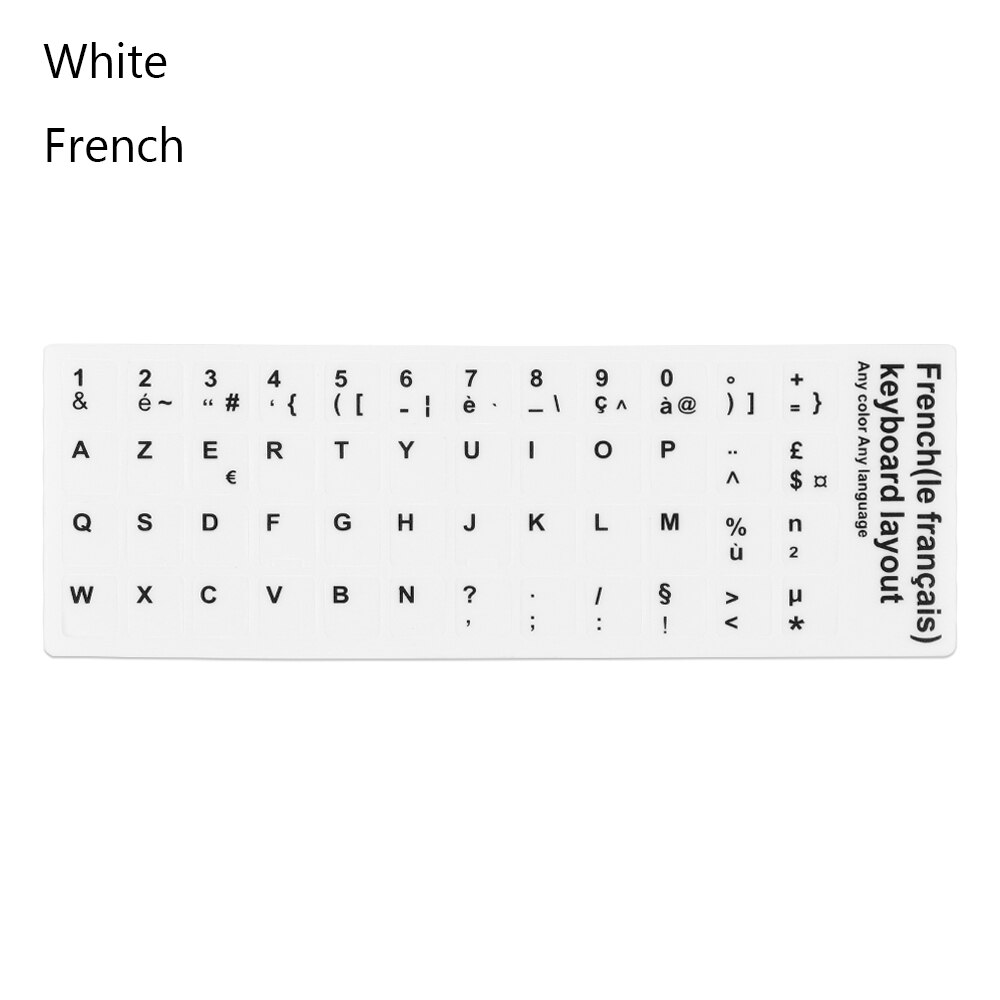 1 stk slidstærke tastaturklistermærker spansk/engelsk/russisk/dysk/arabisk/italiensk/japansk bogstaverstatning til bærbar pc