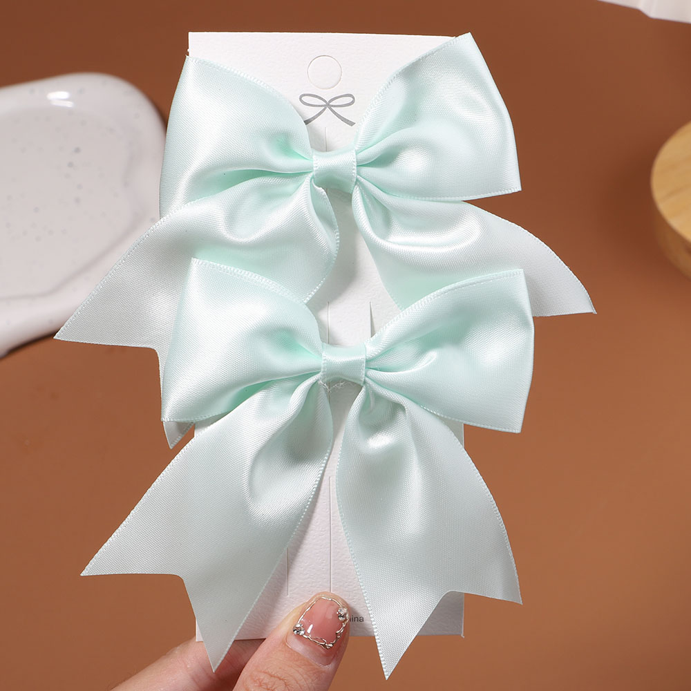 2/3 Uds. Precioso lazo de cinta de Color sólido, pinza para el pelo para niños y niñas, pasadores de horquillas, sombreros hechos a mano para bebés, accesorios para el cabello para niños: Verde claro