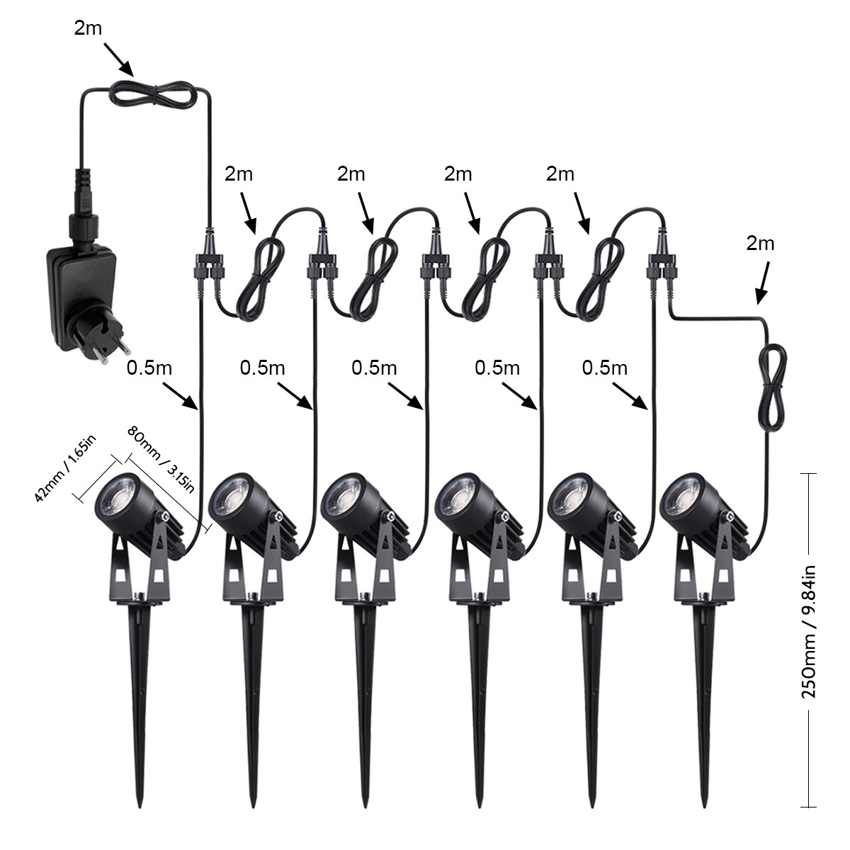 Tomshine 6-in-1 Garten Lichter Niedrigen Spannung LED Landschaft Beleuchtung IP65 Wasserdichte draussen Lampe warm Weiß für gehweg Bäume Hof: EU Stecker
